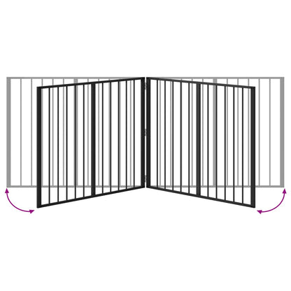 Cancello per cani 4 pcs Nero 100 x 80 cm Acciaio zincato | homemem39