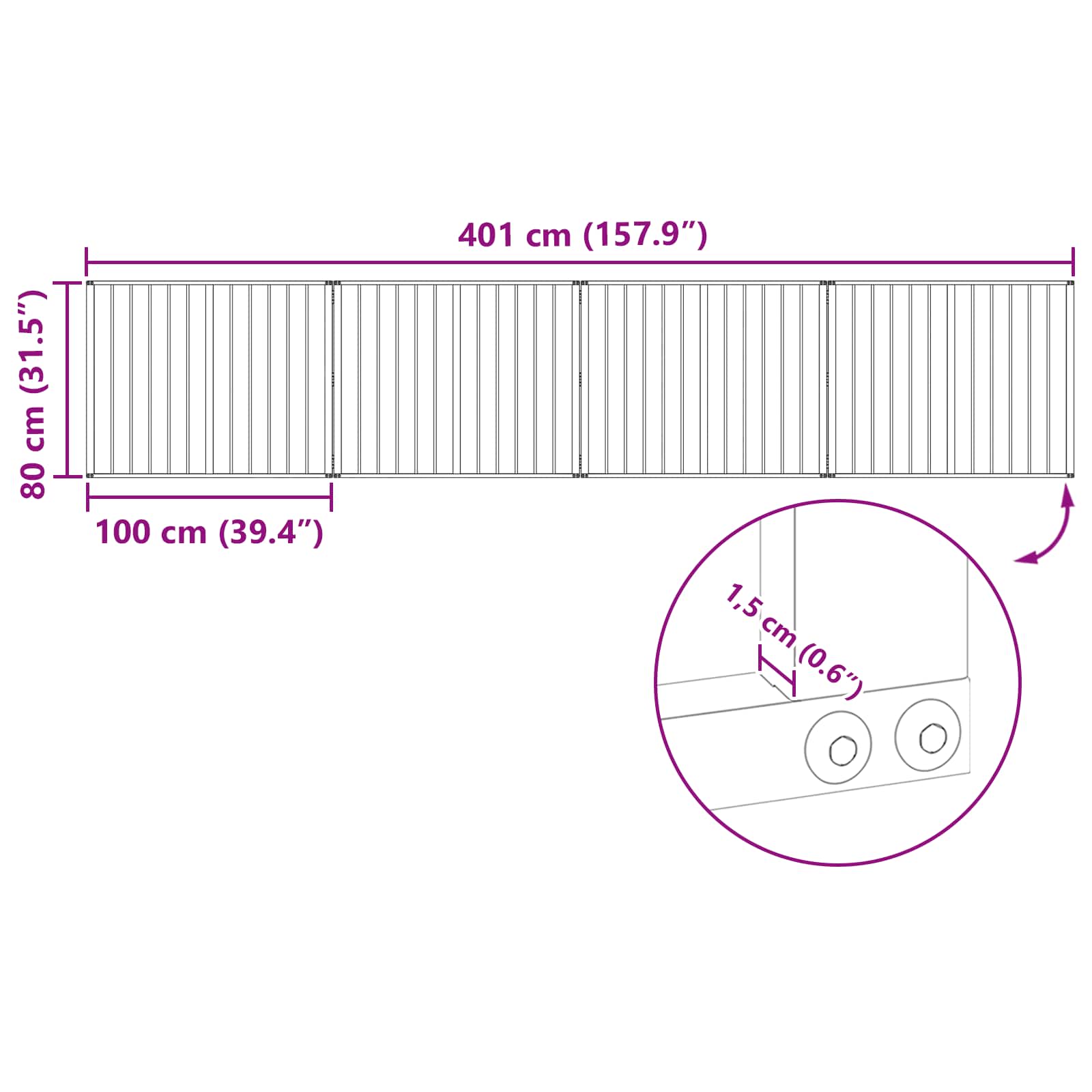 Cancello per cani 4 pcs Nero 100 x 80 cm Acciaio zincato | homemem39