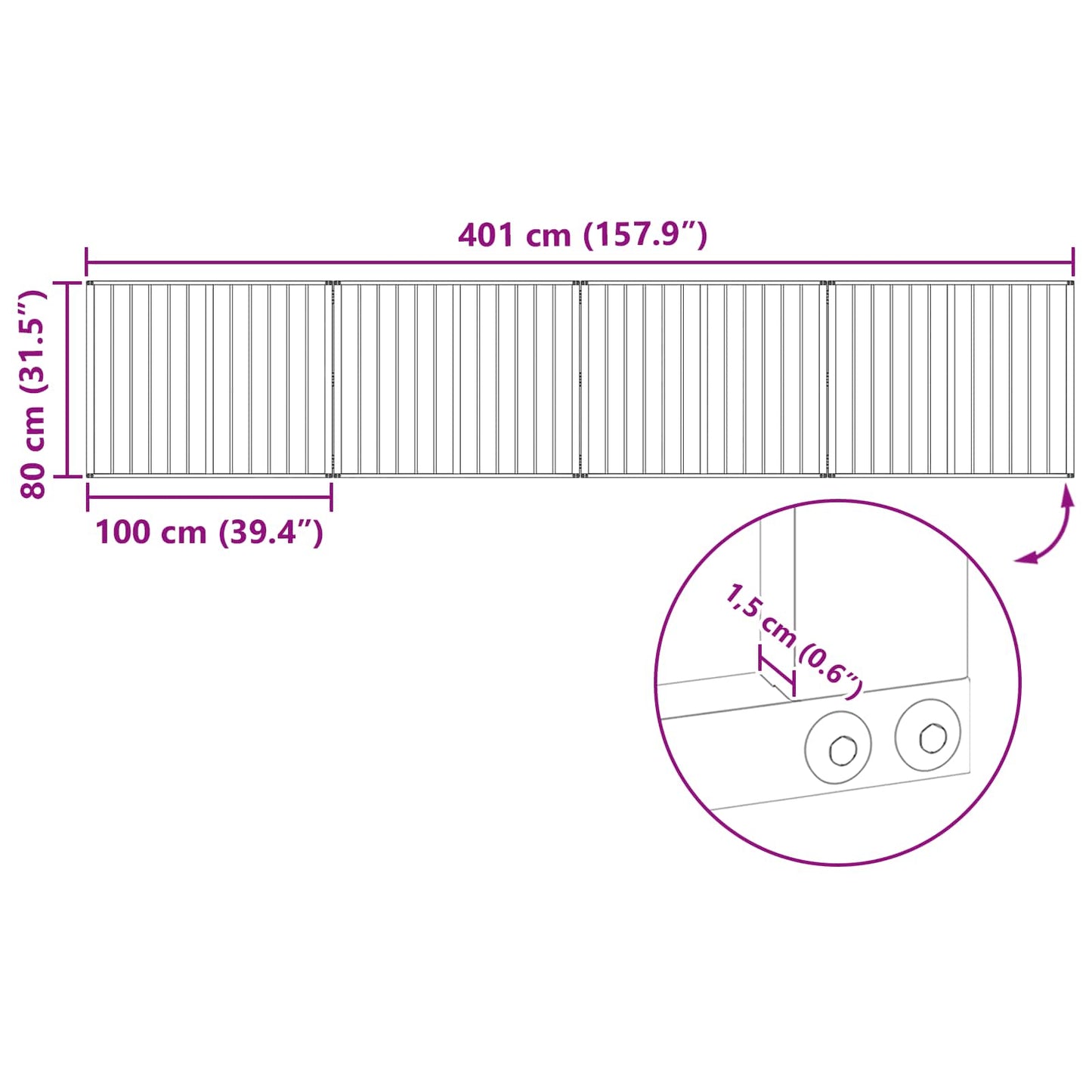 Cancello per cani 4 pcs Nero 100 x 80 cm Acciaio zincato