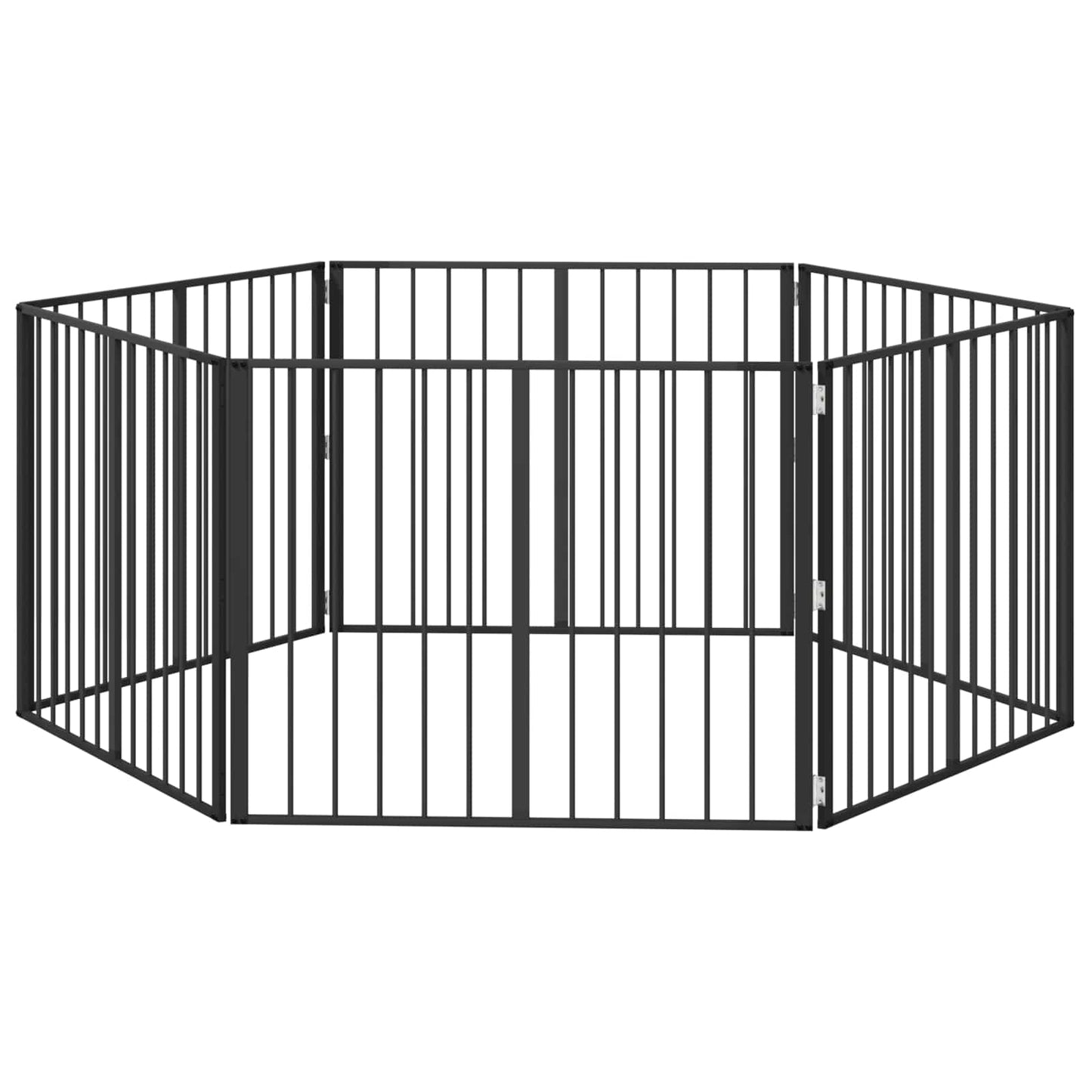 Cancello per cani 6 pcs Nero 100 x 80 cm Acciaio zincato