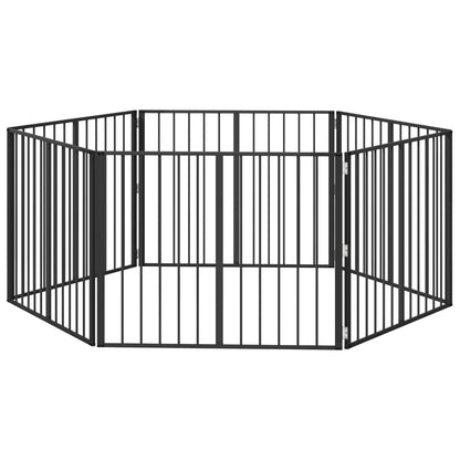 Cancello per cani 6 pcs Nero 100 x 80 cm Acciaio zincato