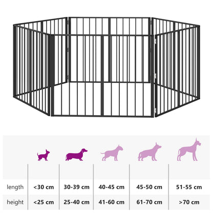 Cancello per cani 6 pcs Nero 100 x 80 cm Acciaio zincato