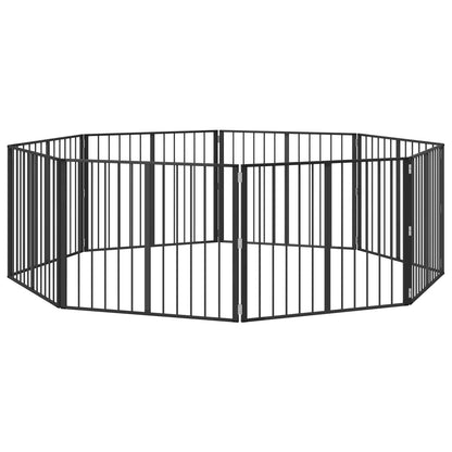 Cancello per cani 8 pcs Nero 100 x 80 cm Acciaio zincato