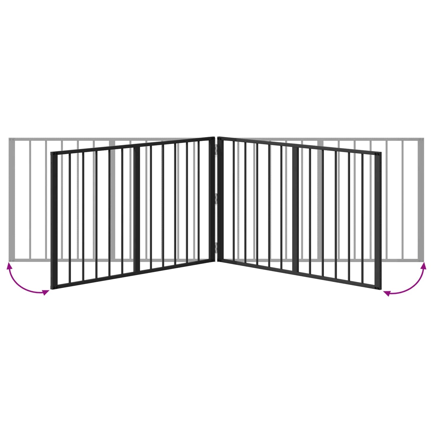 Cancello per cani 2 pcs Nero 100 x 60 cm Acciaio zincato | homemem39