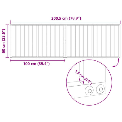 Cancello per cani 2 pcs Nero 100 x 60 cm Acciaio zincato