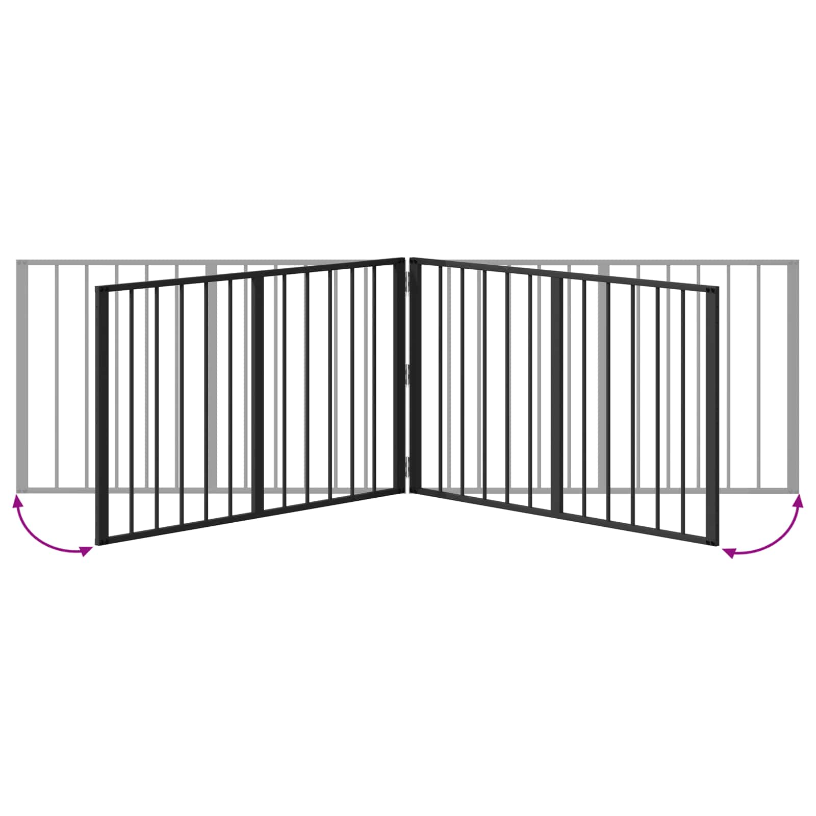 Cancello per cani 4 pcs Nero 100 x 60 cm Acciaio zincato | homemem39