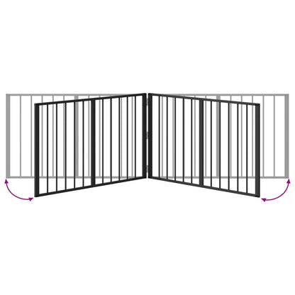 Cancello per cani 4 pcs Nero 100 x 60 cm Acciaio zincato | homemem39