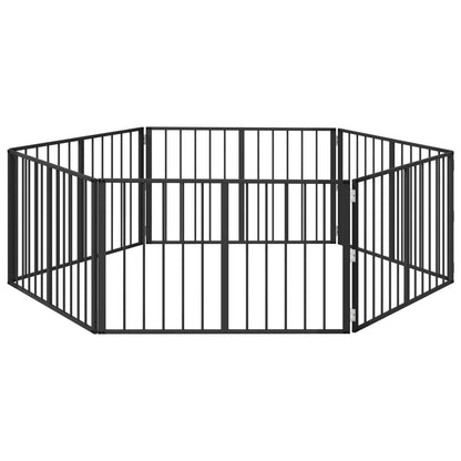 Cancello per cani 6 pcs Nero 100 x 60 cm Acciaio zincato | homemem39