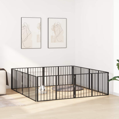 Cancello per cani 8 pcs Nero 100 x 60 cm Acciaio zincato