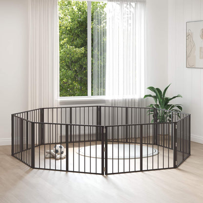 Cancello per cani 8 pcs Nero 100 x 60 cm Acciaio zincato