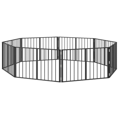 Cancello per cani 8 pcs Nero 100 x 60 cm Acciaio zincato