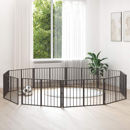 Cancello per cani 10 pcs Nero 100 x 60 cm Acciaio zincato