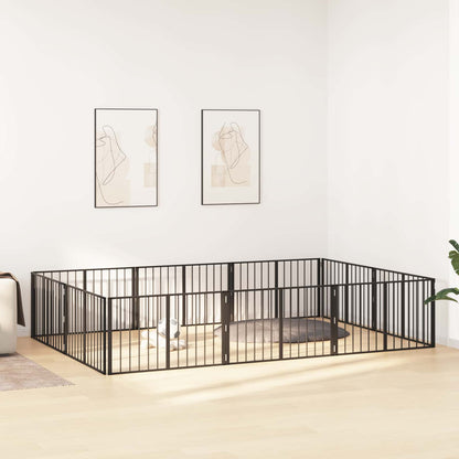 Cancello per cani 10 pcs Nero 100 x 60 cm Acciaio zincato