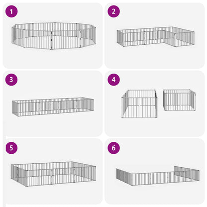 Cancello per cani 10 pcs Nero 100 x 60 cm Acciaio zincato