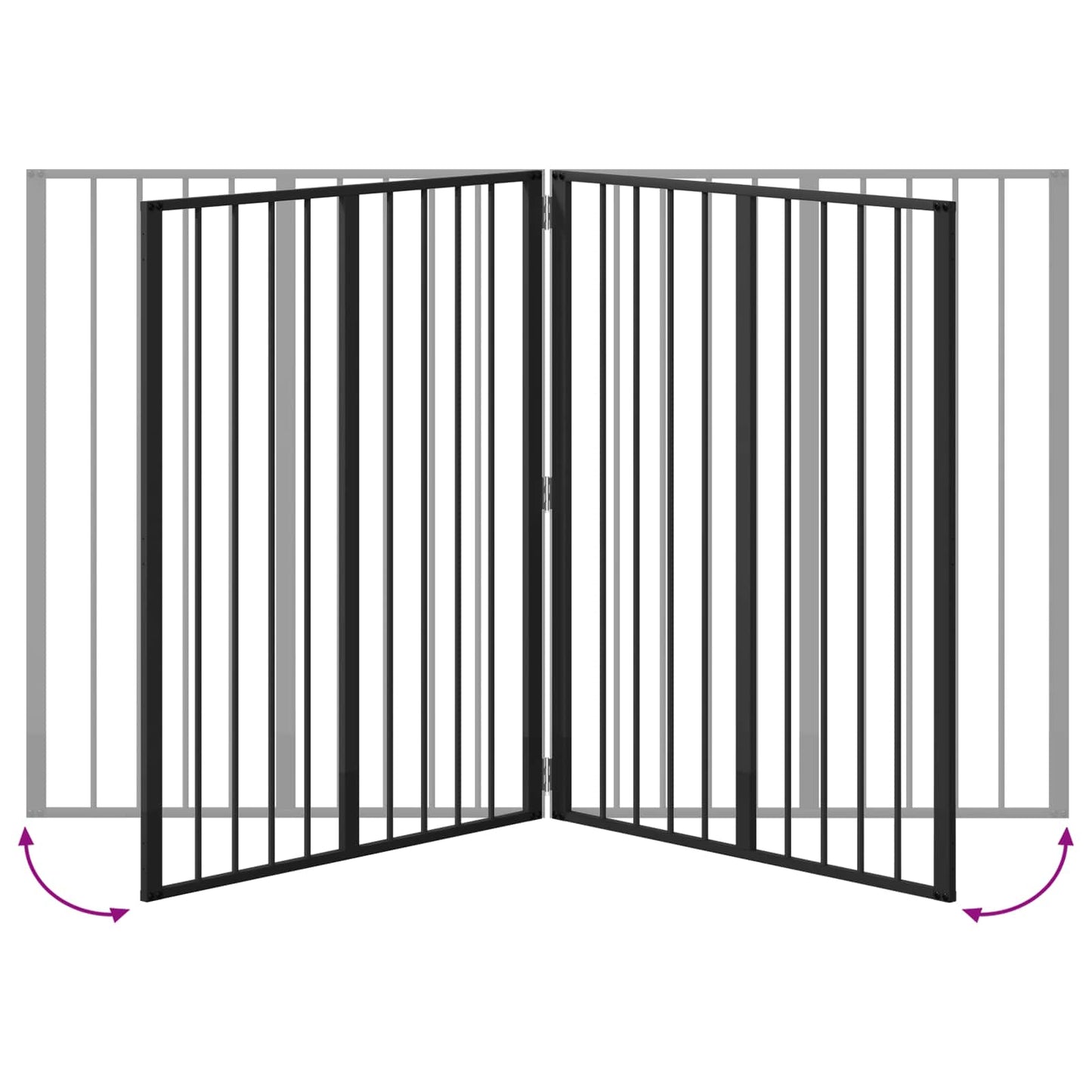 Cancello per cani 2 pcs Nero 80 x 100 cm Acciaio zincato | homemem39