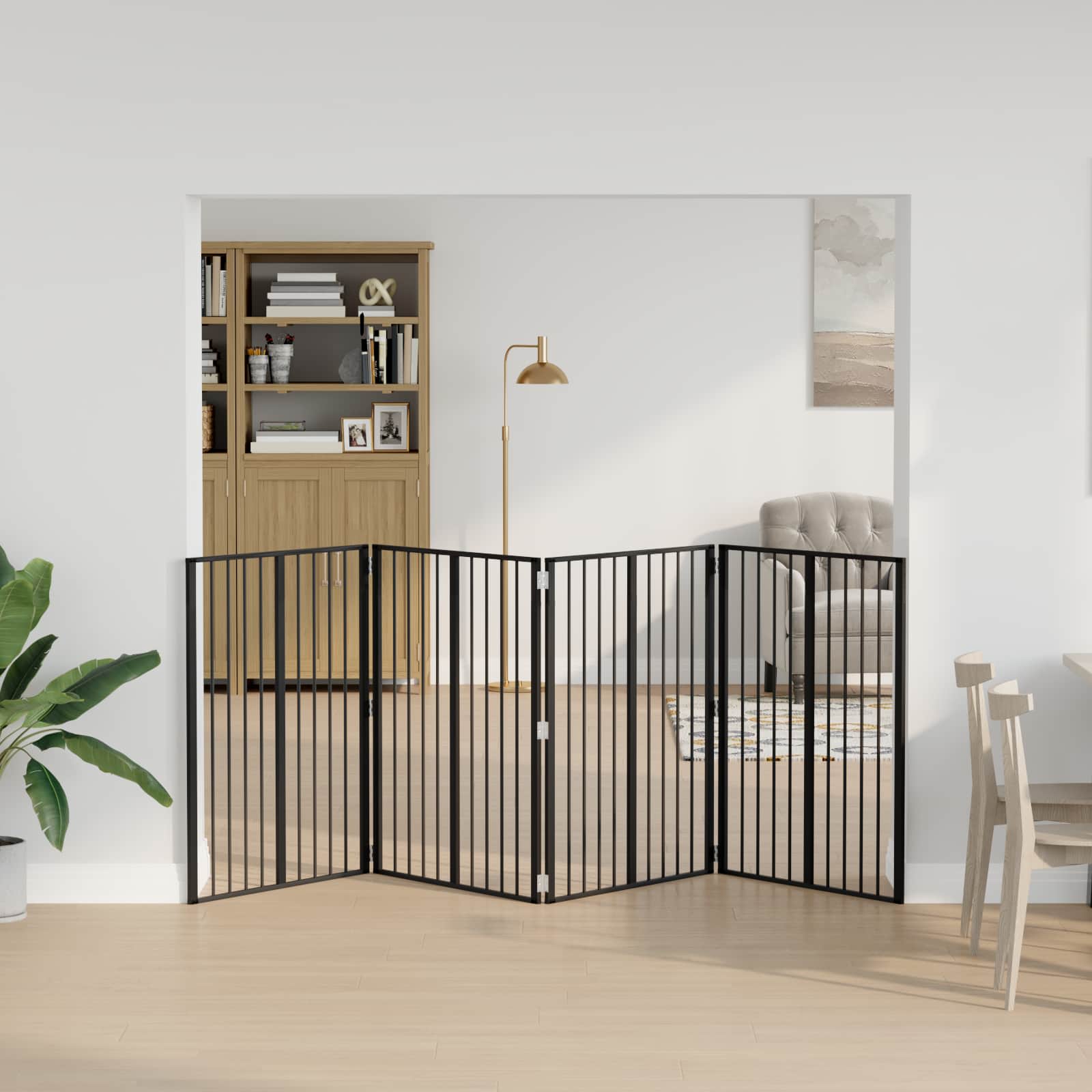 Cancello per cani 4 pcs Nero 80 x 100 cm Acciaio zincato | homemem39