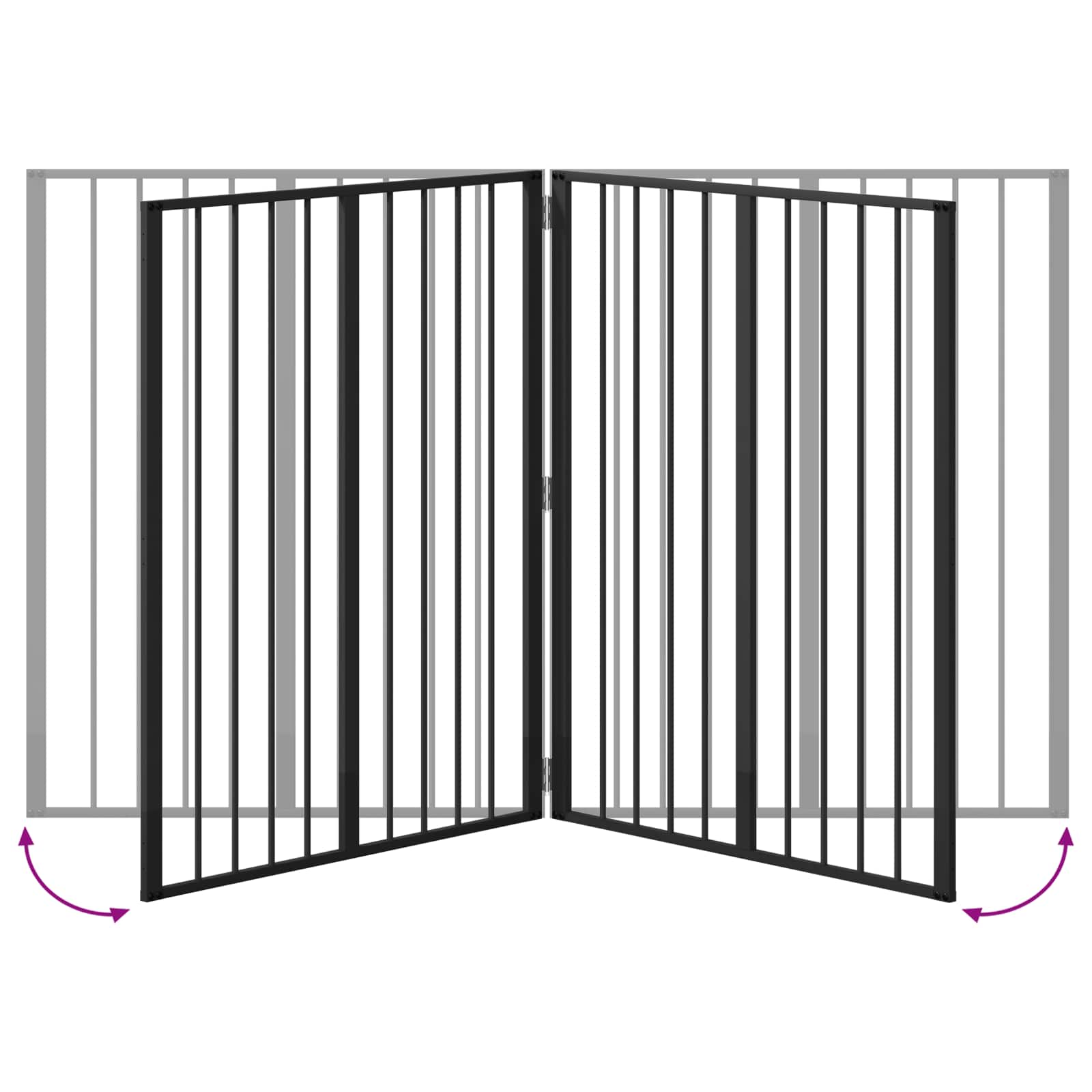 Cancello per cani 4 pcs Nero 80 x 100 cm Acciaio zincato | homemem39