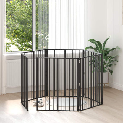 Cancello per cani 6 pcs Nero 80 x 100 cm Acciaio zincato
