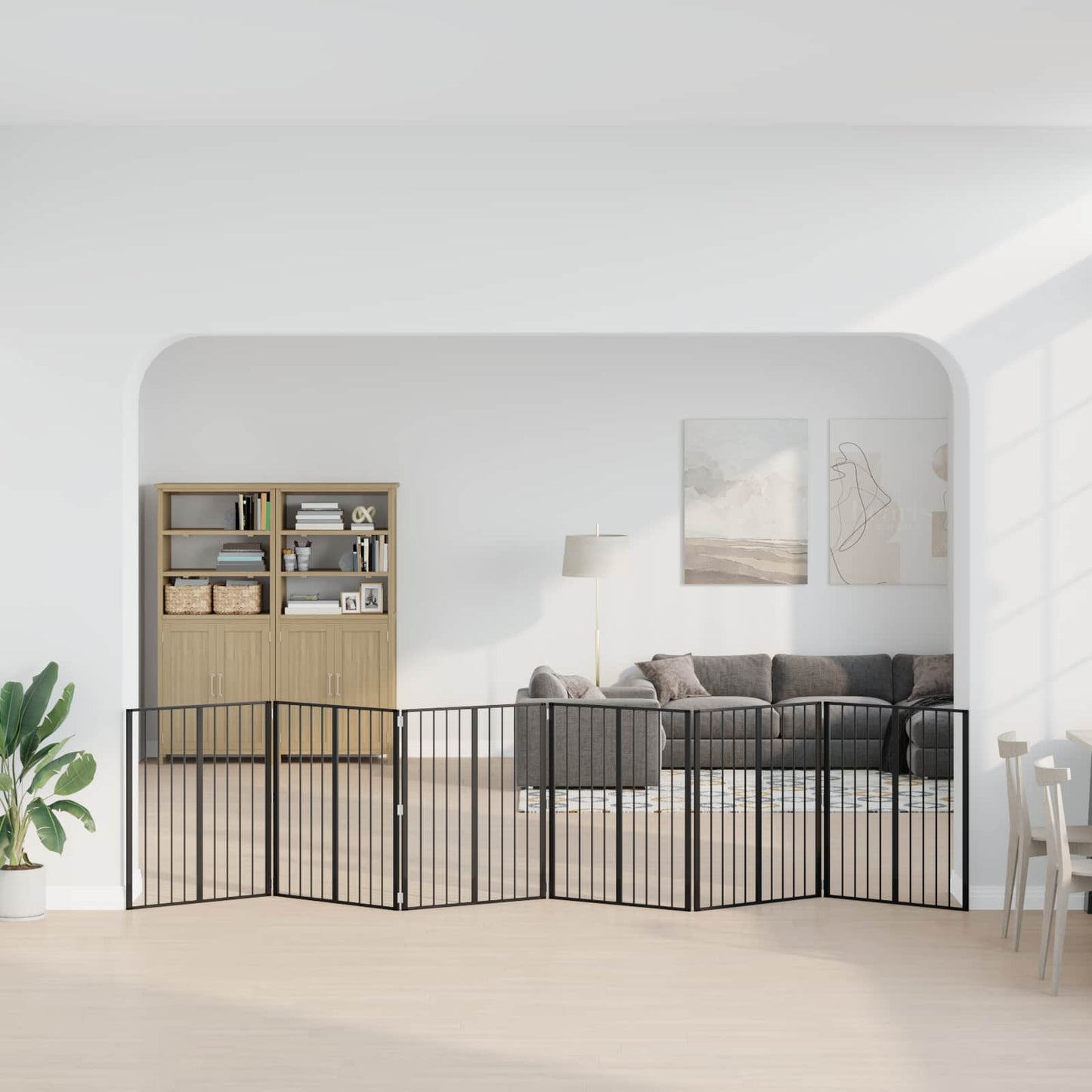 Cancello per cani 6 pcs Nero 80 x 100 cm Acciaio zincato