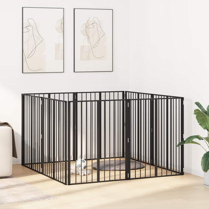 Cancello per cani 8 pcs Nero 80 x 100 cm Acciaio zincato