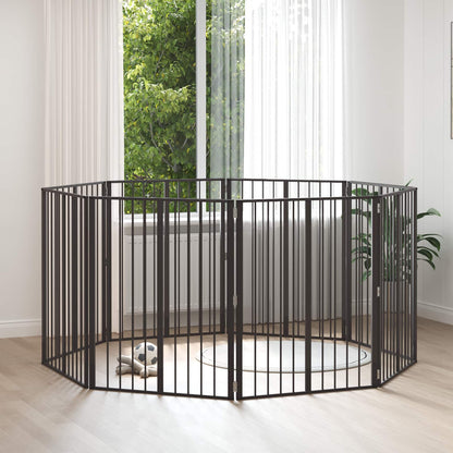 Cancello per cani 8 pcs Nero 80 x 100 cm Acciaio zincato
