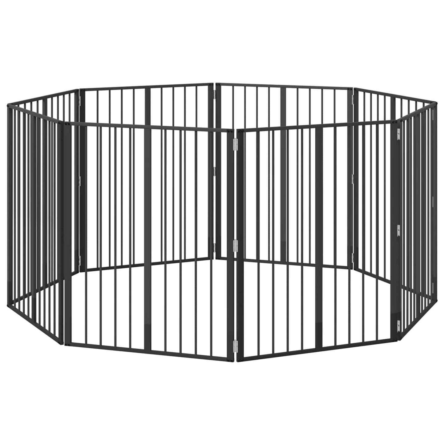 Cancello per cani 8 pcs Nero 80 x 100 cm Acciaio zincato
