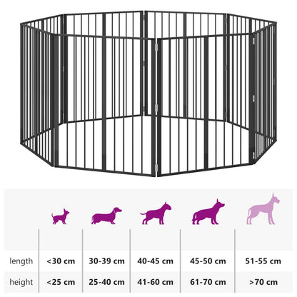 Cancello per cani 8 pcs Nero 80 x 100 cm Acciaio zincato