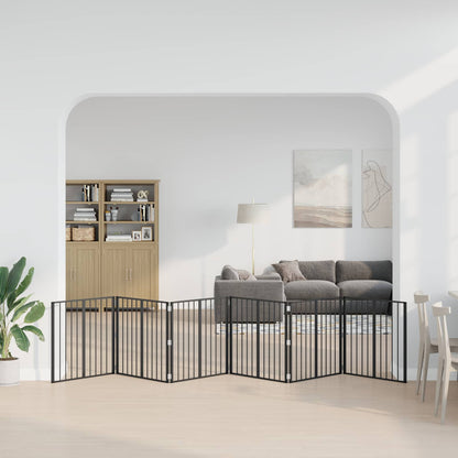 Cancello per cani 6 pcs Nero 80 x 80 cm Acciaio zincato | homemem39