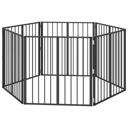 Cancello per cani 6 pcs Nero 80 x 80 cm Acciaio zincato | homemem39