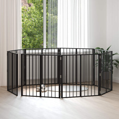 Cancello per cani 8 pcs Nero 80 x 80 cm Acciaio zincato