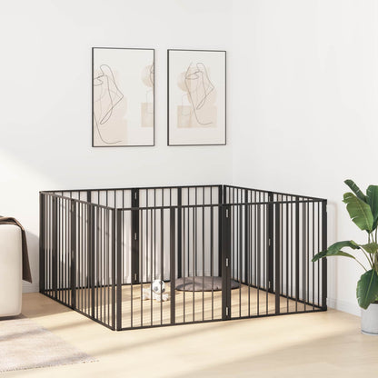 Cancello per cani 8 pcs Nero 80 x 80 cm Acciaio zincato