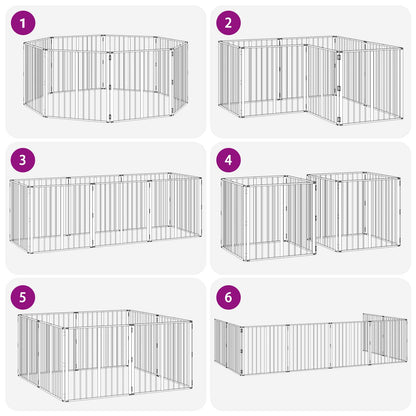 Cancello per cani 8 pcs Nero 80 x 80 cm Acciaio zincato