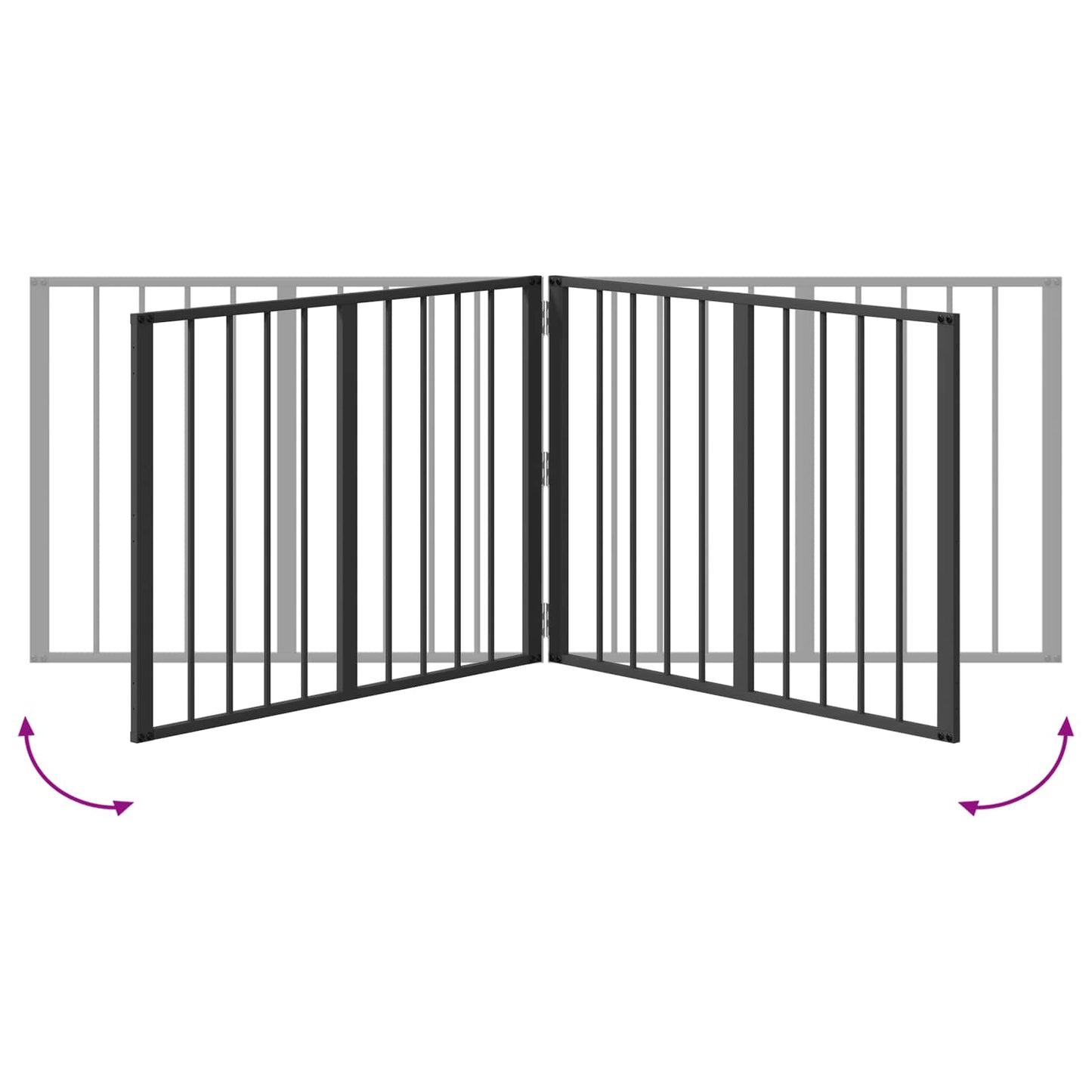Cancello per cani 2 pcs Nero 80 x 60 cm Acciaio zincato | homemem39