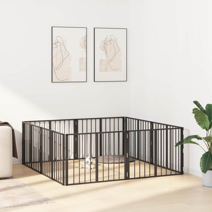 Cancello per cani 8 pcs Nero 80 x 60 cm Acciaio zincato