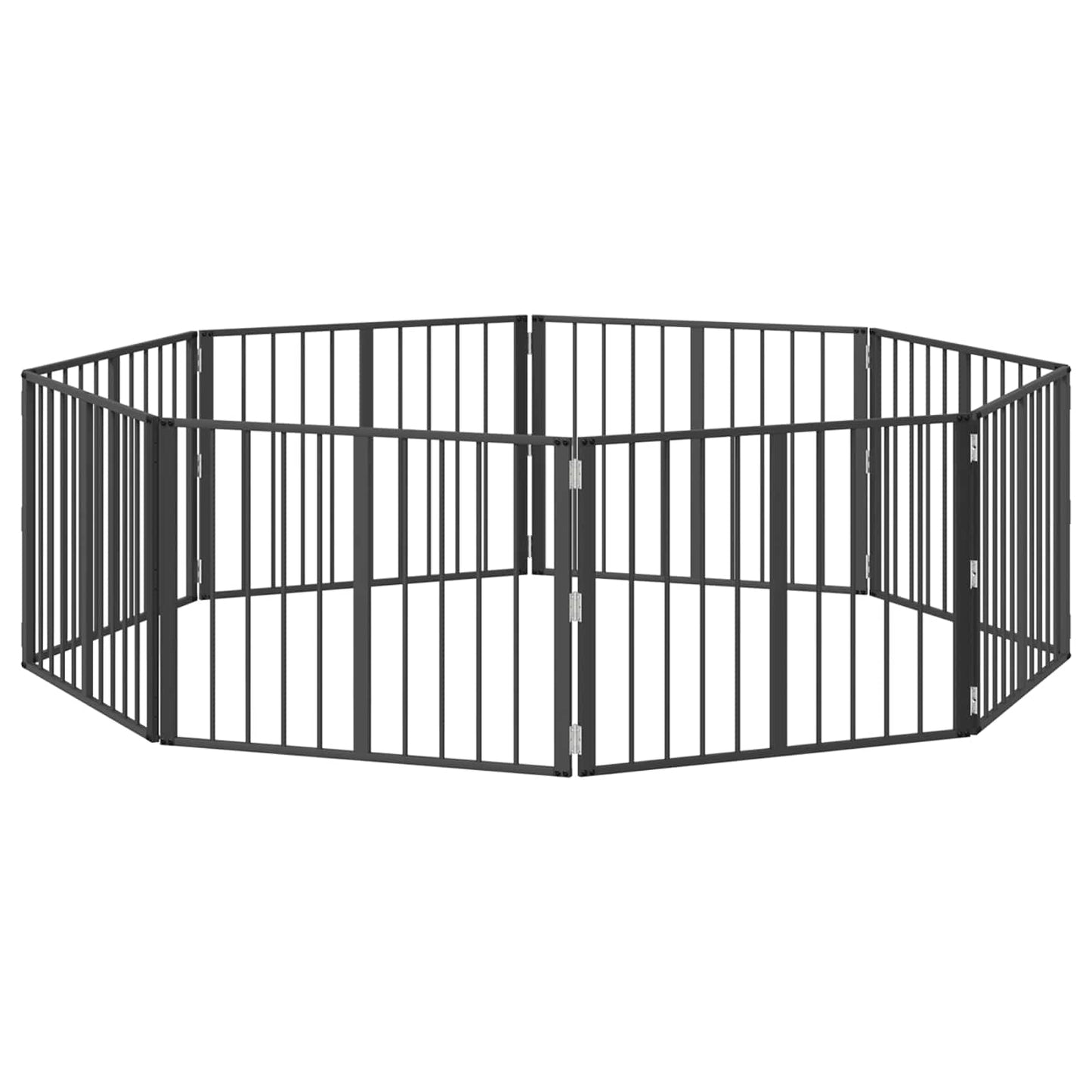 Cancello per cani 8 pcs Nero 80 x 60 cm Acciaio zincato
