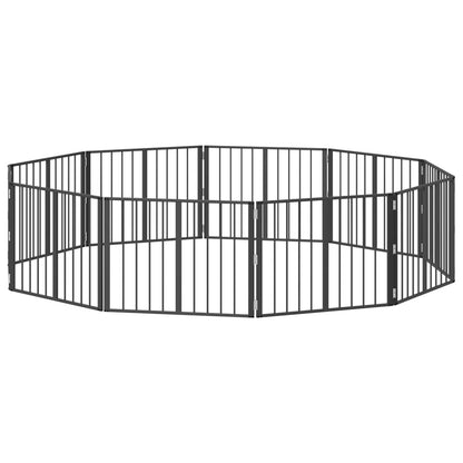 Cancello per cani 10 pcs Nero 80 x 60 cm Acciaio zincato