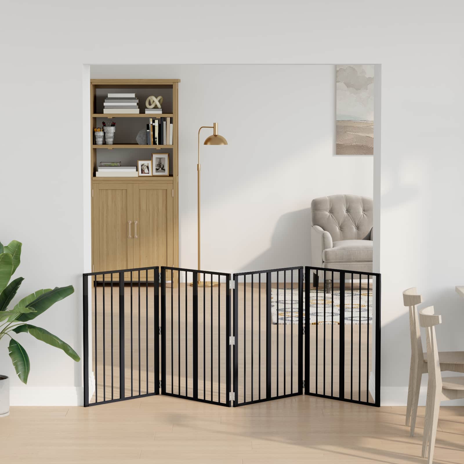Cancello per cani 4 pcs Nero 60 x 80 cm Acciaio zincato | homemem39