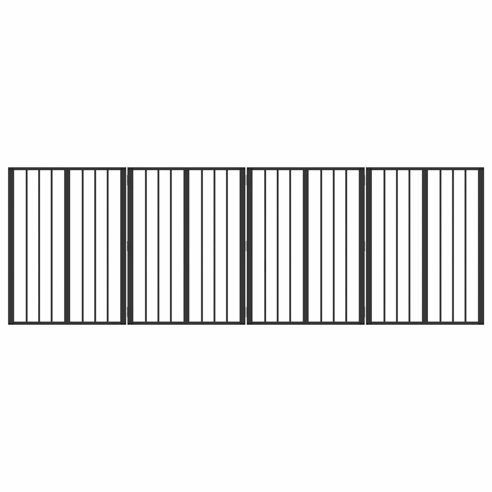 Cancello per cani 4 pcs Nero 60 x 80 cm Acciaio zincato | homemem39