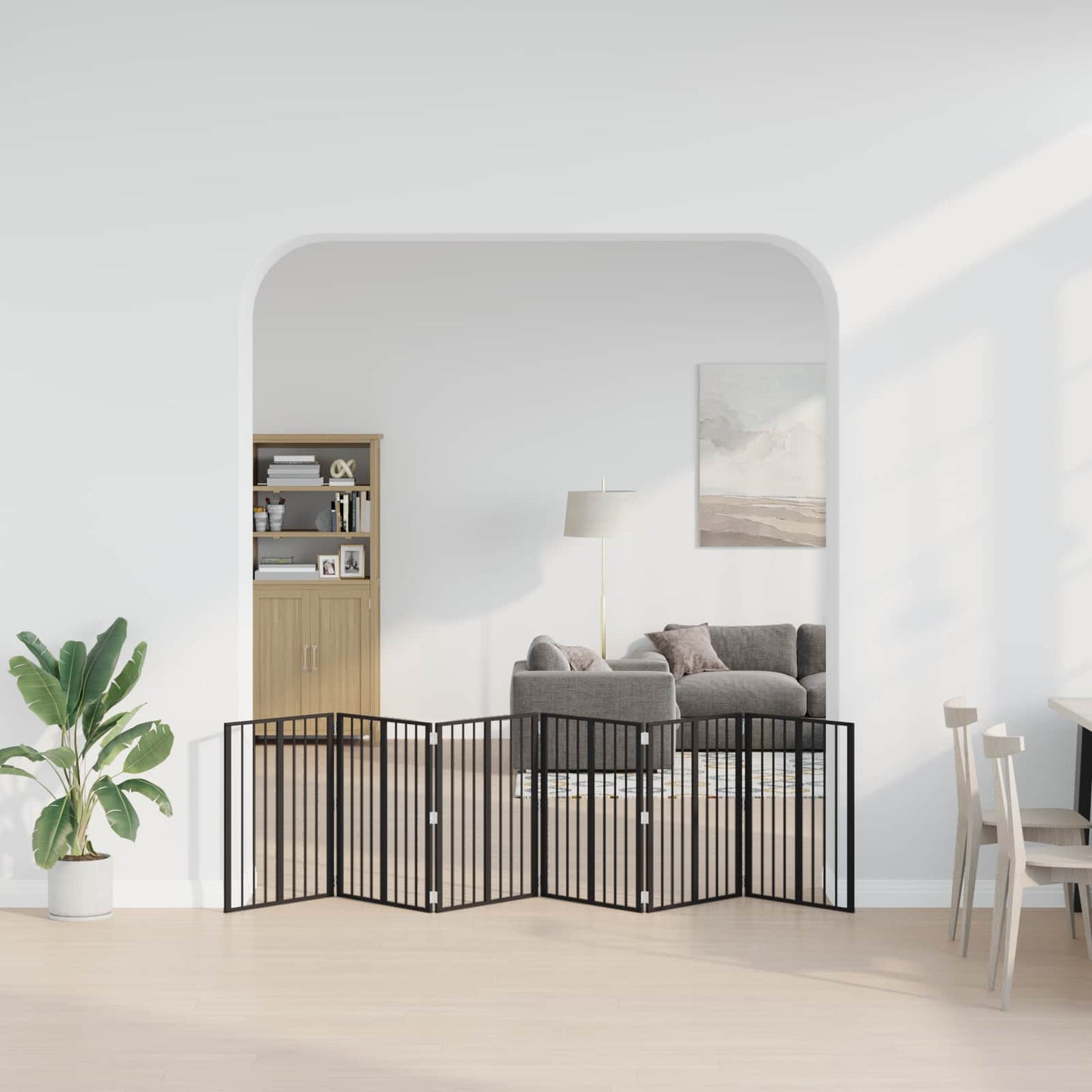 Cancello per cani 6 pcs Nero 60 x 80 cm Acciaio zincato