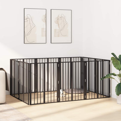 Cancello per cani 10 pcs Nero 60 x 80 cm Acciaio zincato