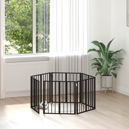 Cancello per cani 6 pcs Nero 60 x 60 cm Acciaio zincato | homemem39