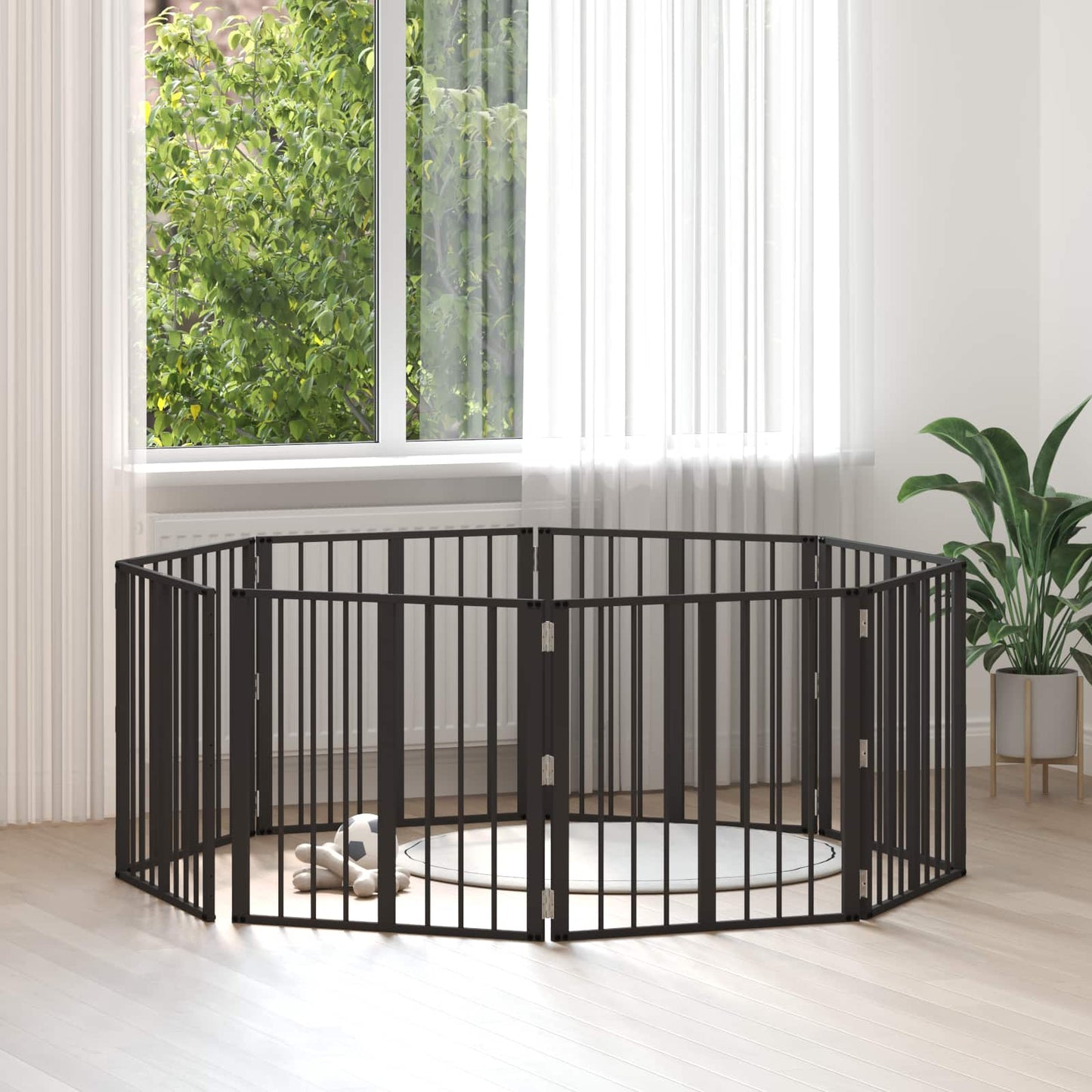 Cancello per cani 8 pcs Nero 60 x 60 cm Acciaio zincato | homemem39