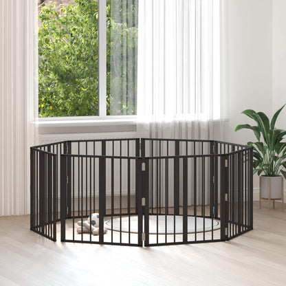 Cancello per cani 8 pcs Nero 60 x 60 cm Acciaio zincato | homemem39