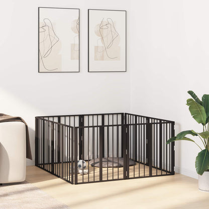 Cancello per cani 8 pcs Nero 60 x 60 cm Acciaio zincato | homemem39