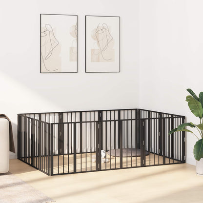Cancello per cani 10 pcs Nero 60 x 60 cm Acciaio zincato