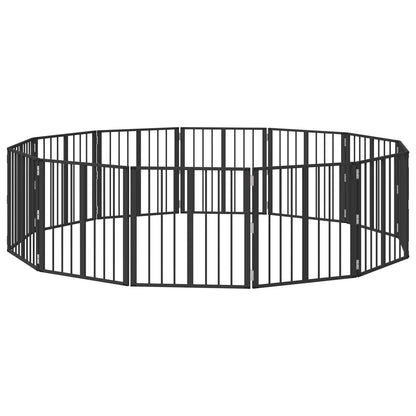 Cancello per cani 12 pcs Nero 60 x 60 cm Acciaio zincato | homemem39