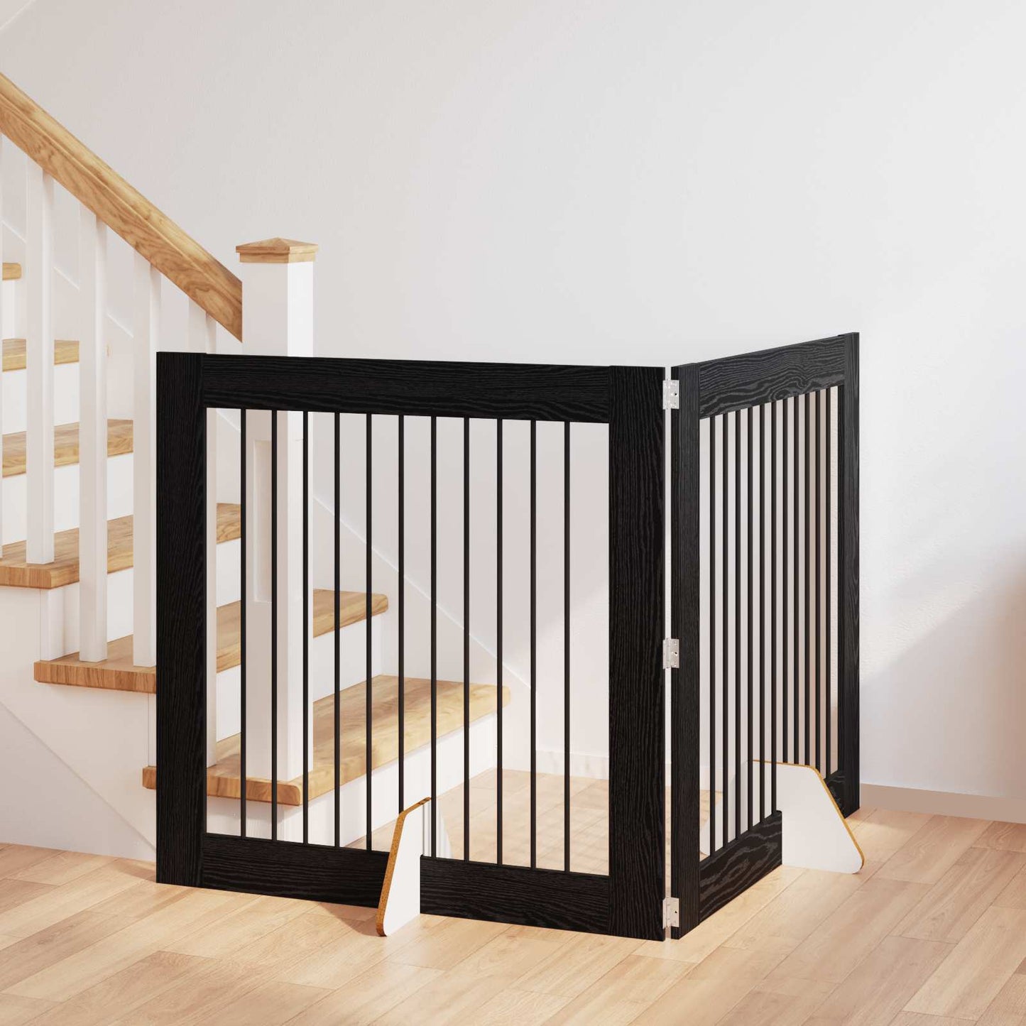 Cancello per cani con supporti 2 pcs Rovere Nero 100 x 100 cm | homemem39