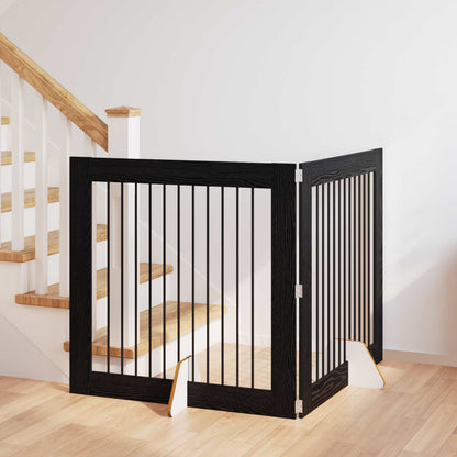 Cancello per cani con supporti 2 pcs Rovere Nero 100 x 100 cm | homemem39