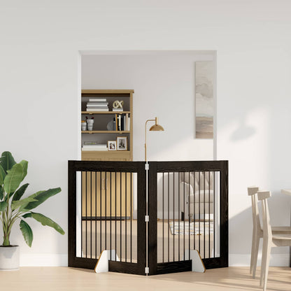 Cancello per cani pieghevole con supporti 2 pcs Rovere Nero