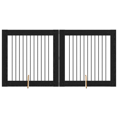 Cancello per cani pieghevole con supporti 2 pcs Rovere Nero